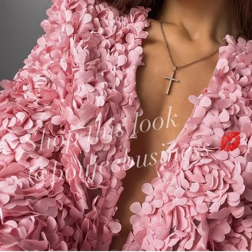 ZARA Floral Textured Coat Pink BNWT - Picture 2 of 11